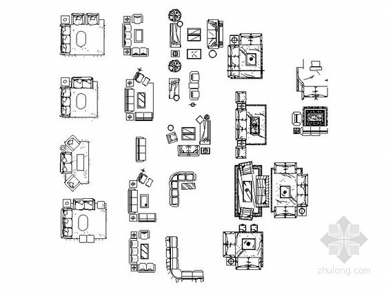 超全客厅沙发CAD图块下载 
