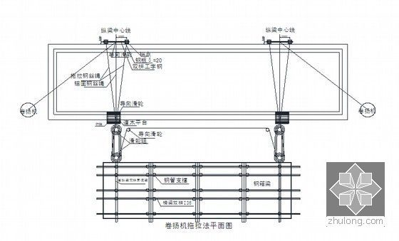 100m跨径支承体系独塔斜拉桥超全施工组织设计（412页图文丰富）-扬机拖拉法平面图