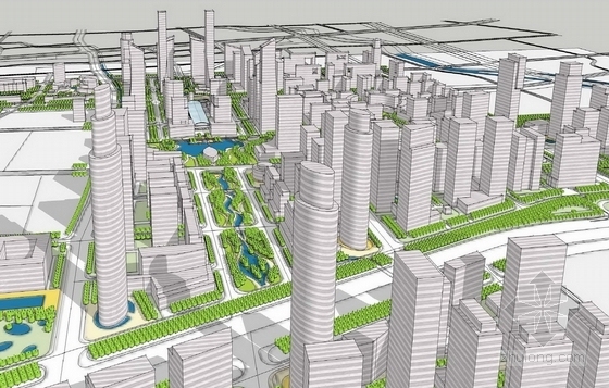 [济南]多元一体化城市CBD景观带规划设计方案-模型图