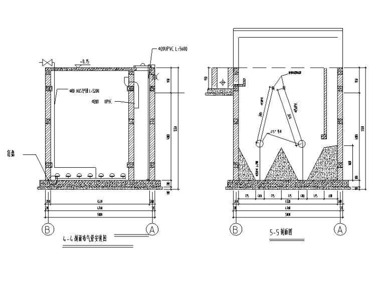 [海南]某果汁加工厂污水处理站安装施工图设计（CAD）-剖面图
