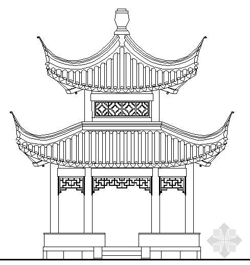 重檐八角亭基础图资料下载-古建亭子建筑方案图系列-四方重檐亭