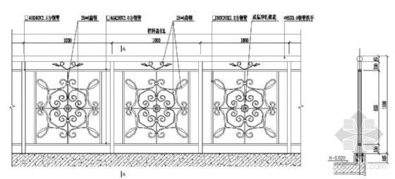 铁艺栏杆立面CAD资料下载-铁艺栏杆立面图4
