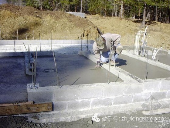 建筑墙体基础资料下载-空心砌块墙体、基础垫层、板式基础施工过程照片
