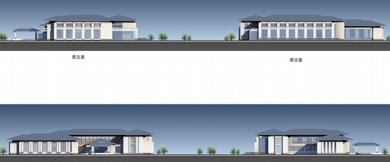 [江苏]新中式多层游客接待中心建筑设计方案文本-新中式多层游客接待中心建筑立面图