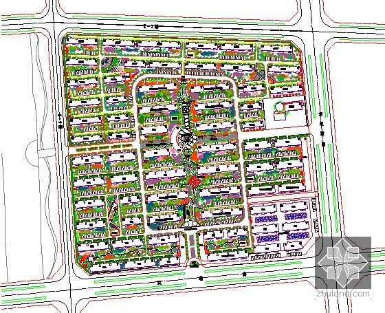 [安徽]住宅区景观绿化工程量清单编制实例(含施工图纸)-总平面图