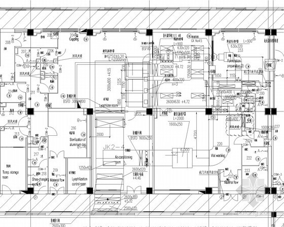 生产厂房建筑施工图资料下载-[北京]生物医药生产厂房洁净空调净化系统设计施工图