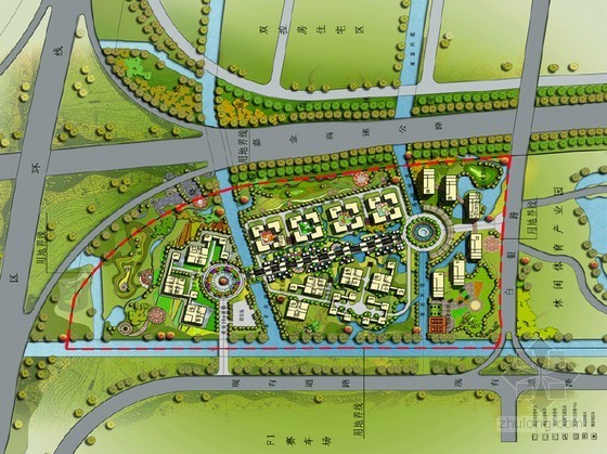 办公总部园区景观资料下载-[嘉定]某新城总部园区规划方案