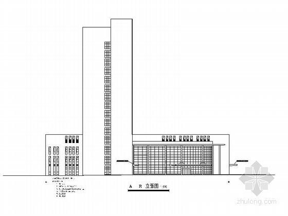 [安徽]高层市级框架结构医疗综合楼建筑施工图（知名设计院）-高层市级框架结构医疗综合楼建筑立面图