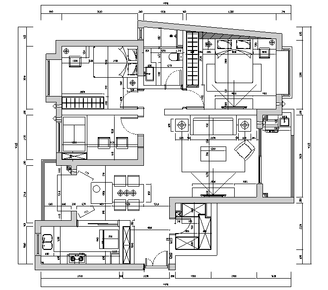 [上海]国际花园美式古典风格住宅设计施工图（附效果图）-家具尺寸图