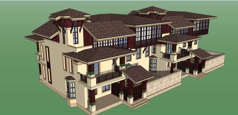 欧式高层住宅SU模型资料下载-欧式风格住宅建筑设计SU模型
