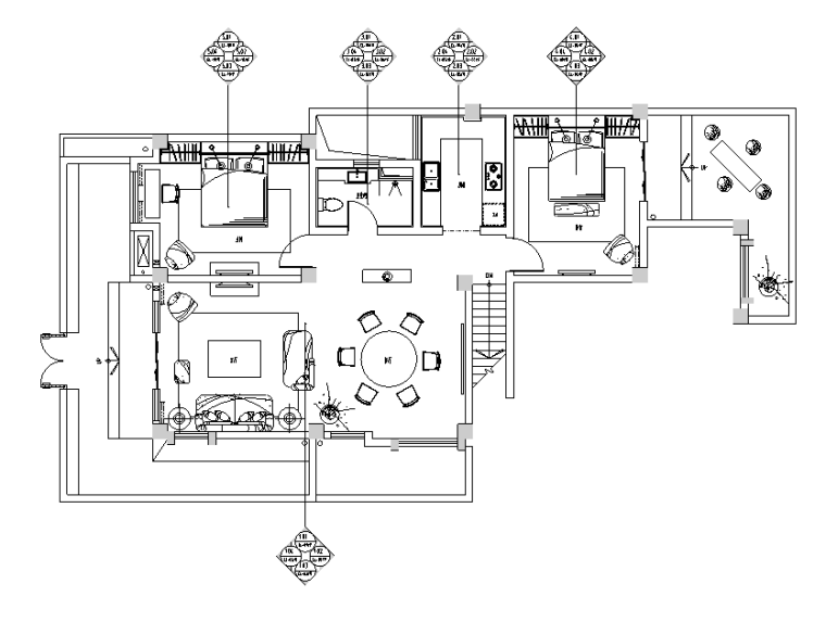 别住宅施工图结构资料下载-[云南]大理王宫别院下叠户型设计施工图（附效果图）
