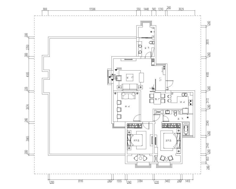 住宅室内景观资料下载-[安徽]亳州杨宝富住宅室内装修CAD施工图