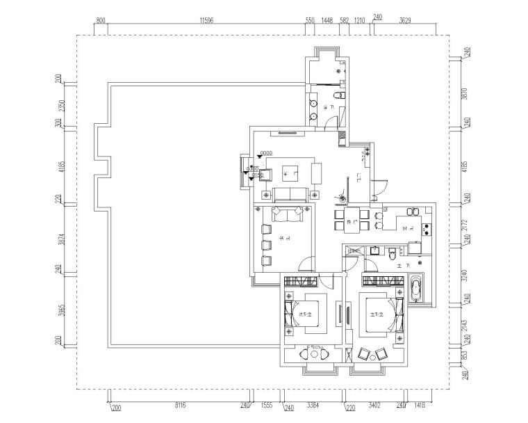 安徽省住宅施工图资料下载-[安徽]亳州杨宝富住宅室内装修CAD施工图