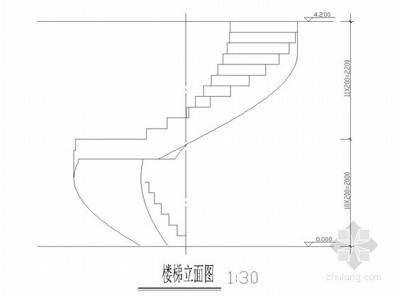 4跑楼梯的结构图资料下载-旋转楼梯结构图