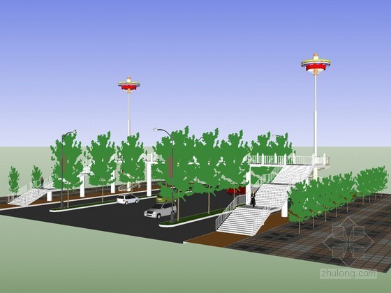 天桥煞资料下载-城市天桥SketchUp模型下载
