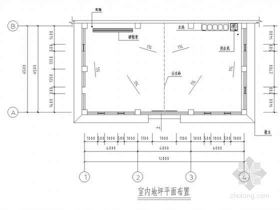 晾晒房（阳光房）施工图纸-室内地坪平面布置 