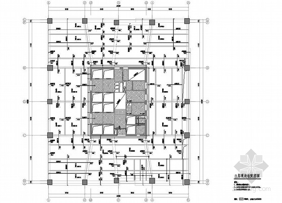 7层办公楼核心筒平面图资料下载-39层框架核心筒办公楼结构施工图