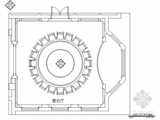 圆形餐桌su模型资料下载-超奢华圆形餐桌家庭宴会厅设计图（含效果）