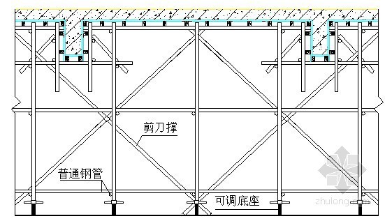 高层建筑梁板模板支撑方案资料下载-梁板模板支撑节点详图