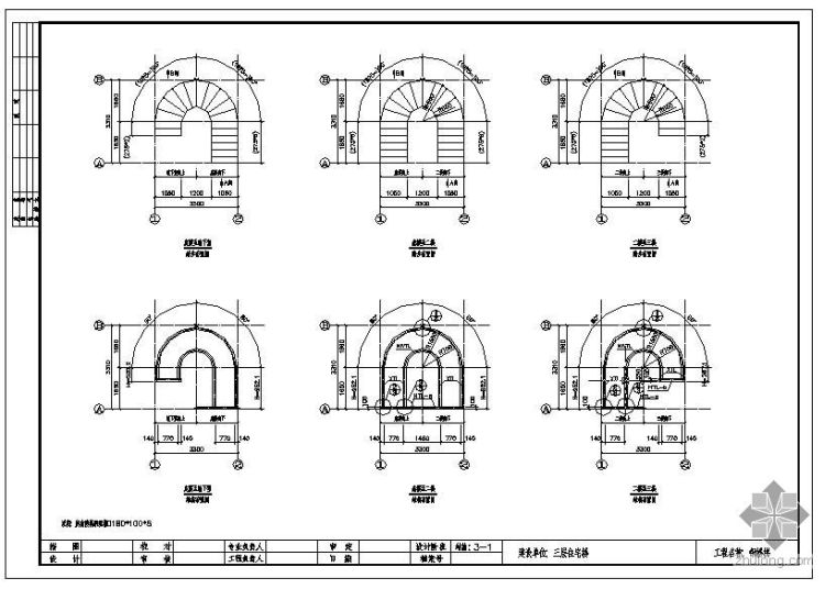 室内钢楼梯详图cad资料下载-某三层住宅螺旋钢楼梯详图