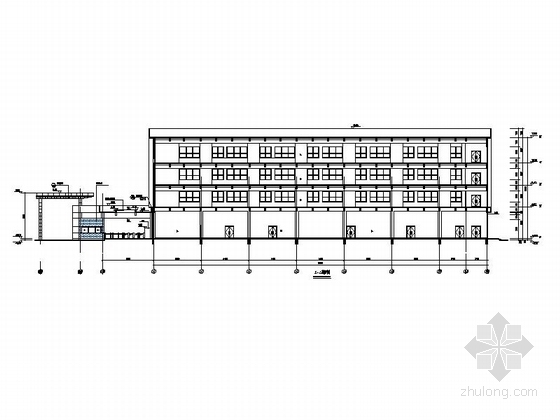 [湖北]物流港多层办公楼建筑施工图-多层不上人屋面办公楼建筑剖面图