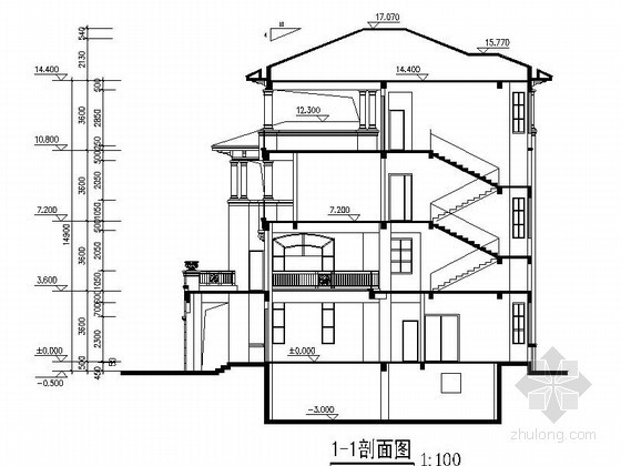 某四层豪华庄园别墅建筑施工图（含效果图)- 