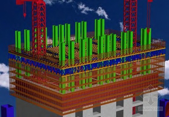 [深圳]框架核心筒伸臂结构大型超高层综合体施工组织设计（700余页 附图较丰富）-提模系统效果图 