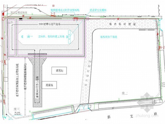 基坑支护施工工况图资料下载-大型深基坑顺作法土方开挖工况图