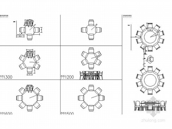 圆餐桌CAD平米图资料下载-餐桌椅组合平面CAD图块下载