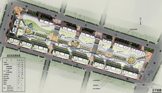 现代风格商业街规划及商住楼设计总平面图