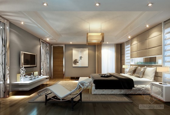 小卧室室内效果图资料下载-现代卧室效果图3D模型