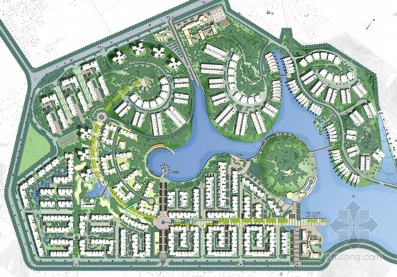 住宅区设计平面图规划资料下载-[广州]滨水住宅区景观规划设计总平面图