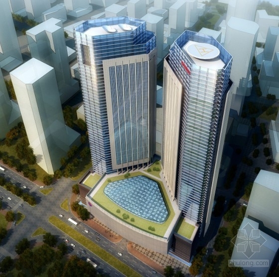现代高层双塔式办公楼资料下载-[深圳]某46层企业办公楼建筑方案文本（含多媒体）
