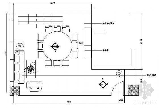 办公餐厅设计平面布置方案资料下载-餐厅包房平面布置图5