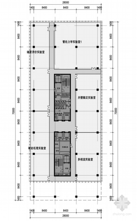 高层竖向线条屋顶花园企业办公楼建筑平面图