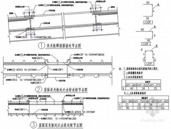 幕墙边立柱安装节点资料下载-压型钢板屋面采光板处泛水收边板节点详图