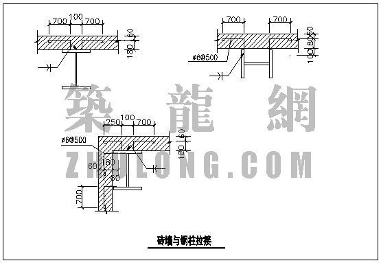 砖墙与钢结构柱拉结资料下载-砖墙与钢结构柱拉结节点