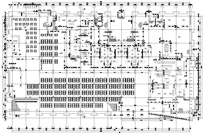 [邯郸]框架结构学校食堂及服务楼施工技术标（582页）-03食堂首层建筑平面分布图