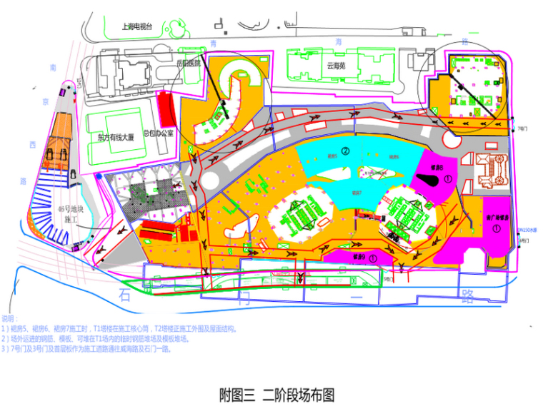 大中里地块综合发展项目裙房上部结构施工方案（59页）-二阶段布置图