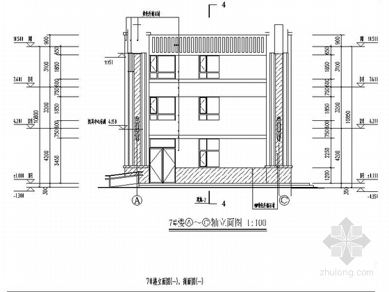 [吉林]3层住宅沿街商业建筑施工图（2015年图纸 甲级设计院）-3层住宅沿街商业建筑立面图