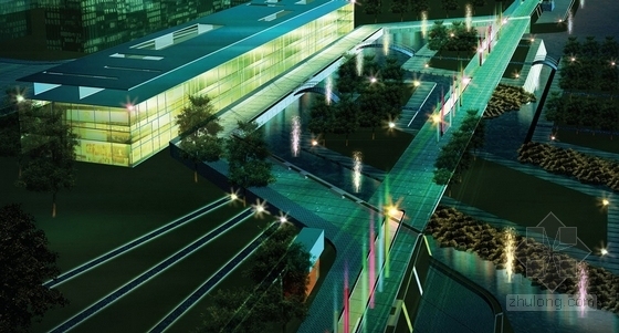 [上海]城市要塞滨江沿岸控制性规划设计方案-景观效果图夜景