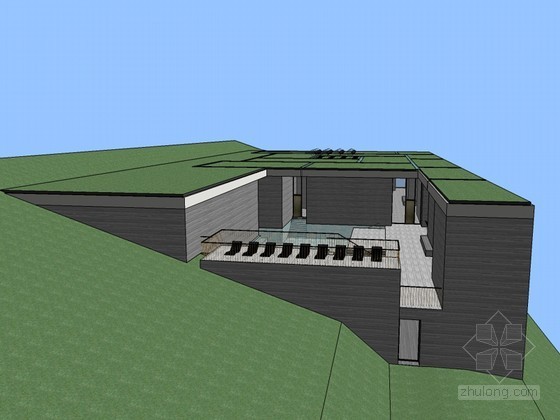 小型温泉建筑CAD资料下载-温泉浴场建筑SketchUp模型下载