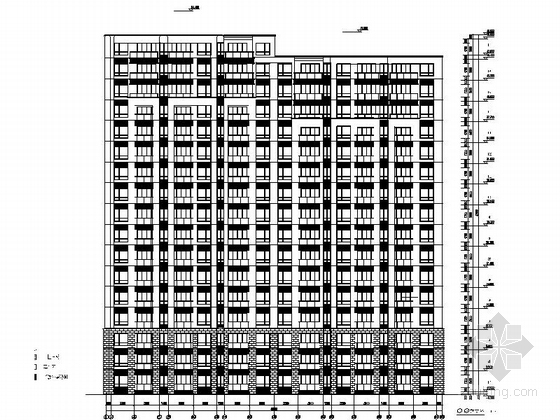 [江苏]现代风格商住楼建筑施工图（含方案文本）-现代风格商住楼建筑施工图立面图