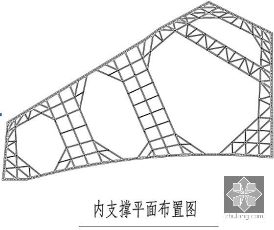 [福建]10米深基坑桩撑支护工程施工组织设计-内支撑平面布置图