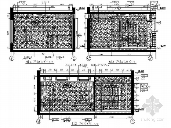 精品豪华法式乡村风格两层别墅室内装修施工图（含软装方案）工作室立面图