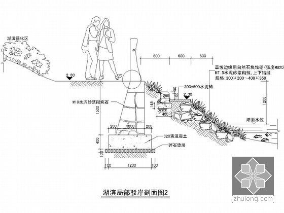 园林水景施工图图集-湖滨驳岸