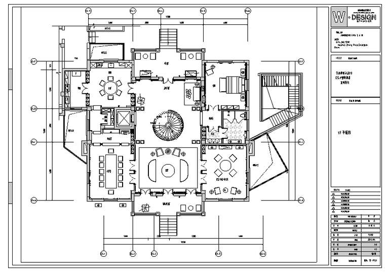 宁波江山别墅样板房室内设计施工图及实景图（含72张图）-一层平面图