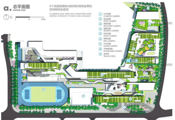 [广东]自然乐园中小学九年制生态校园景观设计方案（2016最新）-总平面图