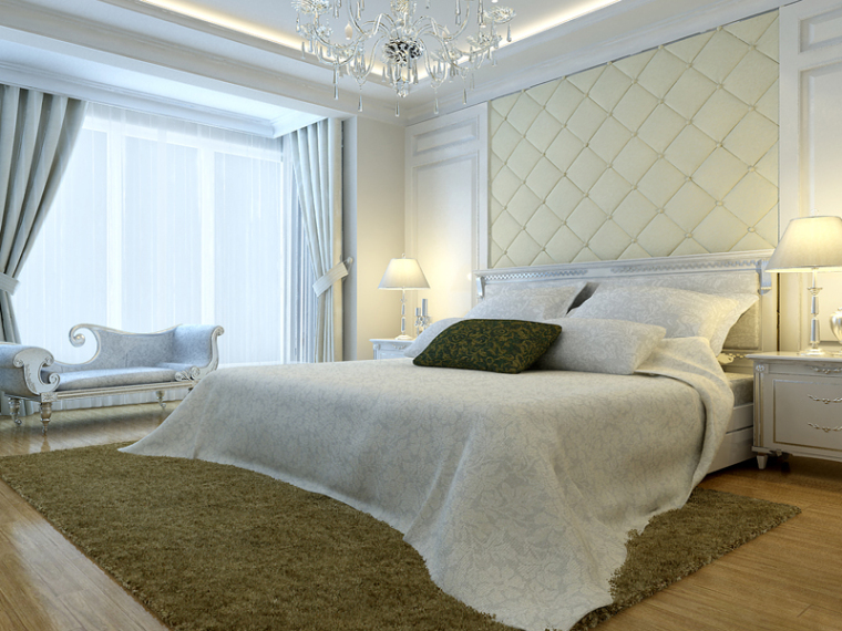 白色欧式卧室3D模型下载-白色欧式卧室