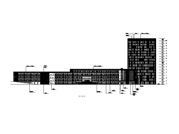 [浙江]高层L型涂料外墙信息办公中心建筑施工图-高层L型涂料外墙信息办公中心建筑立面图